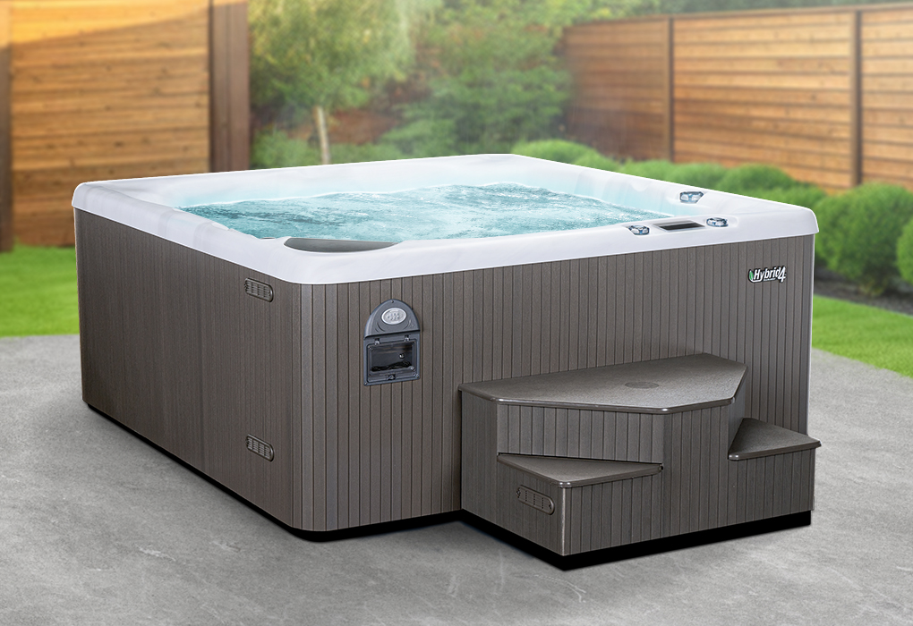 hot tub in backyard